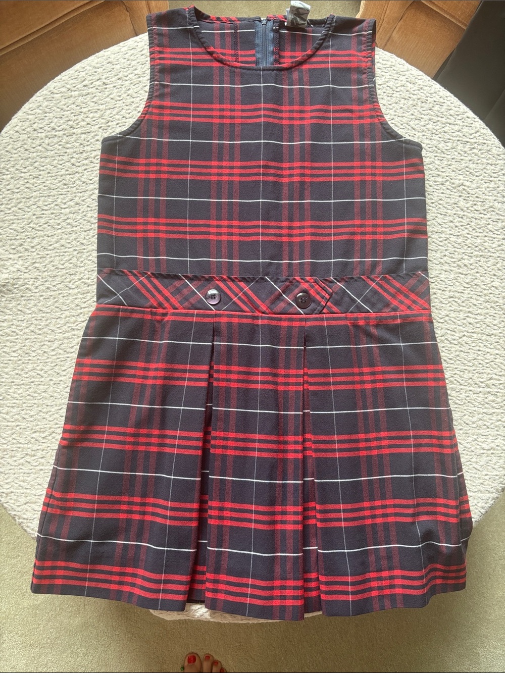 Girls Red and Navy Plaid School Dress